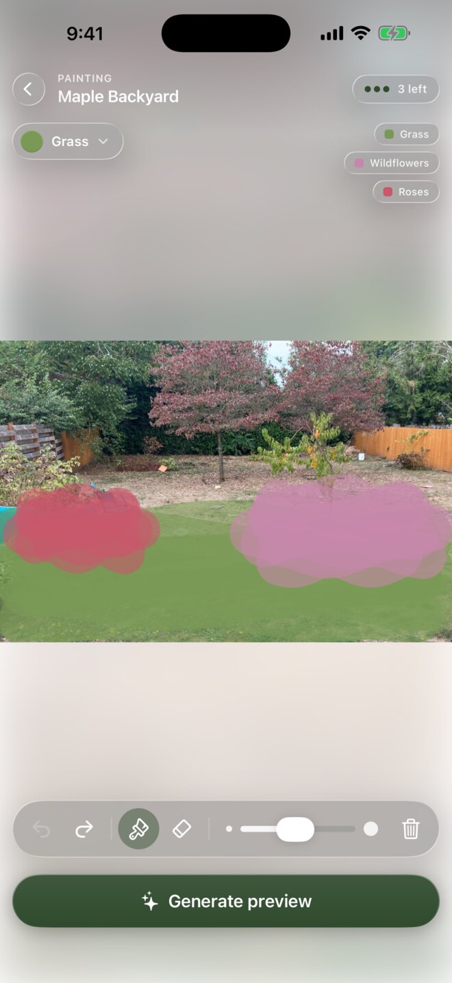 Painting colored zones onto a yard photo